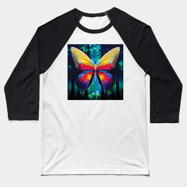 Colourful Butterfly Baseball T-Shirt by Geminiartstudio